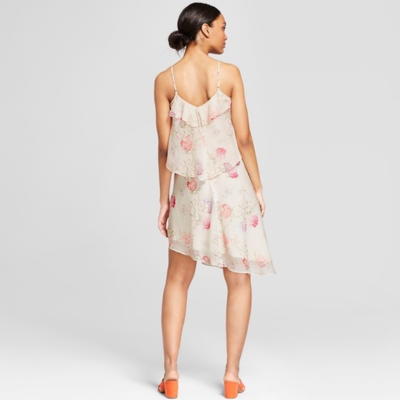 NEW Floral Sleeveless Ruffle Asymmetrical Dress C8 - Picture 3 of 8